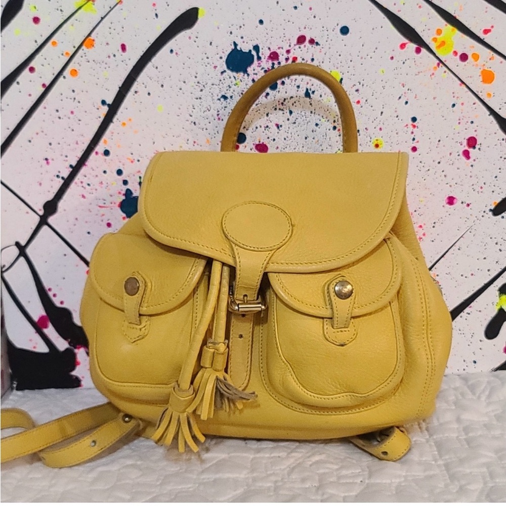 Vintage Dooney & Bourke Yellow Leather Backpack